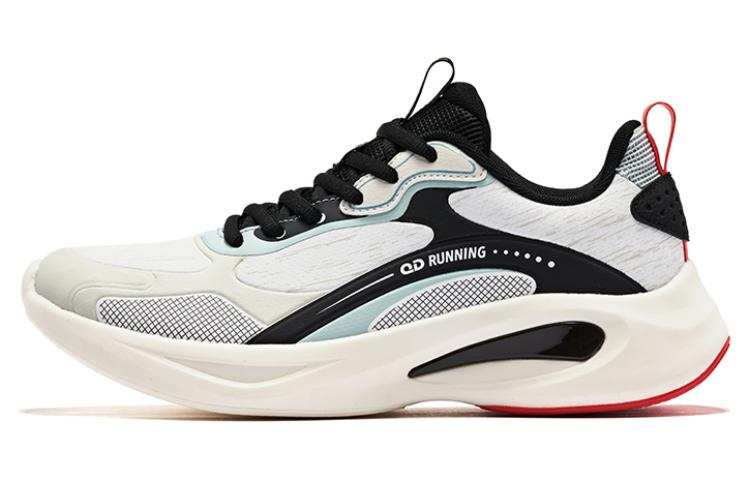 QIAODAN Comfortable Cushioning Slip Resistant Abrasion Resistant Low top Running Shoes Men's White Black