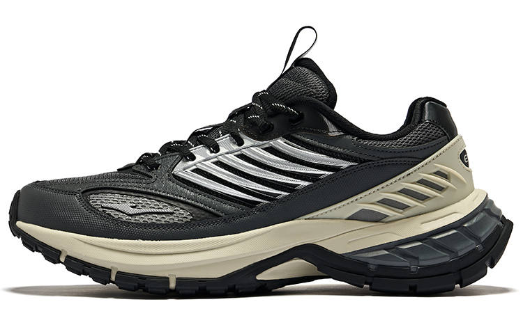 Erke Textile, Synthetic Leather Cushioning, Wear Resistant Low top Running Shoes Men's Carbon Gray Black