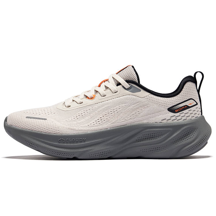 Erke Cloud Steps Cushioning Breathable Rebound Low top Casual Running Shoes Men's Pumice Gray
