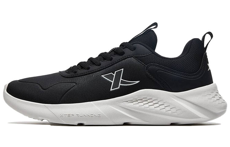 XTEP Leather Cushioning Slip Resistant Abrasion Resistant Thermal Low top Casual Running Shoes Men's Black White