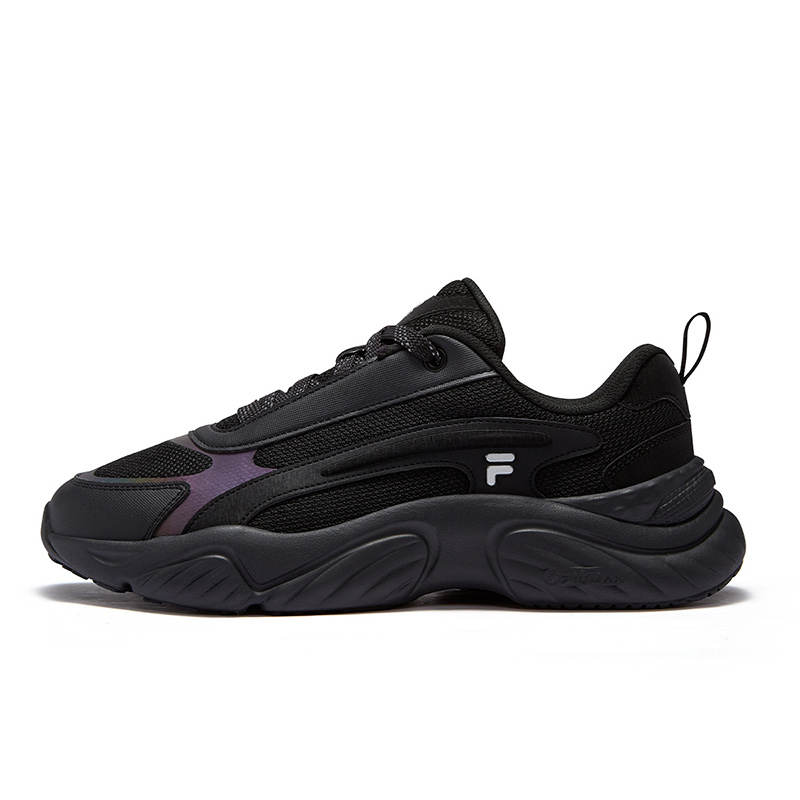 FILA FUSION Conch Dx Textile, Synthetic Leather Low top Casual Running Shoes Men's Black