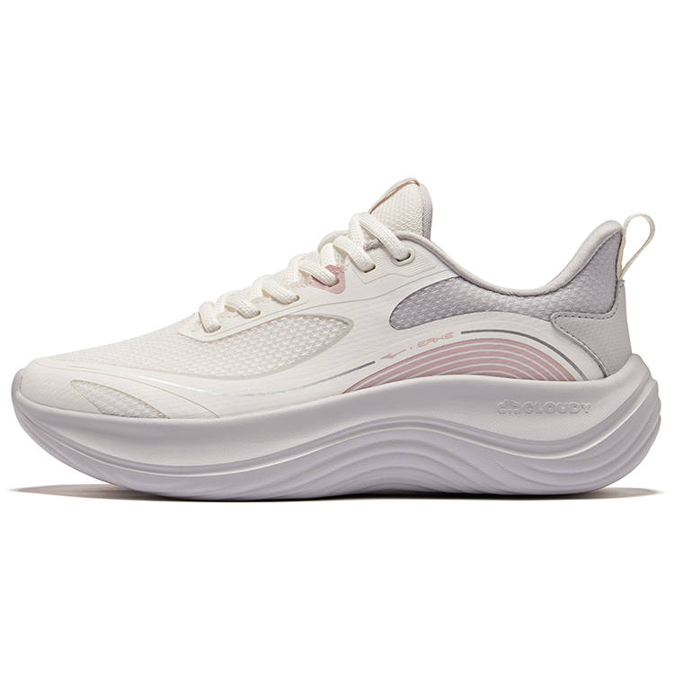 Erke Business Style Running Shoes Women's Low Top Microcrystal White Mist Gray