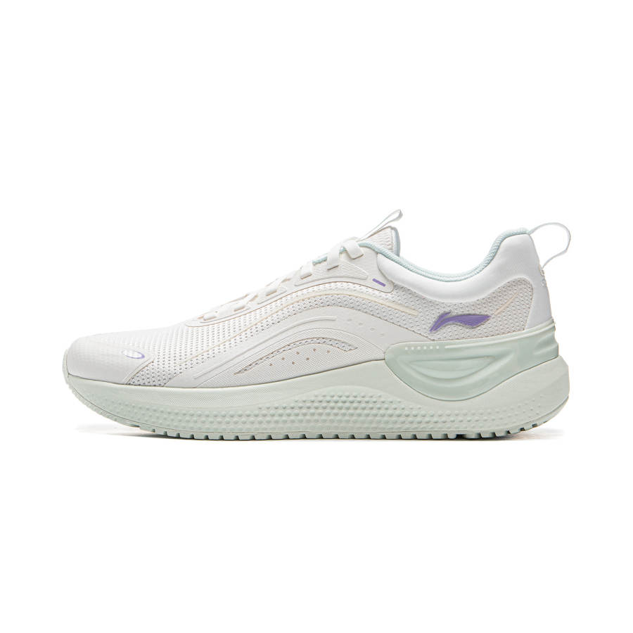 Li-Ning Li Ning Cushioning Slip Resistant Abrasion Resistant Lightweight Low top Running Shoes Women's Mist White