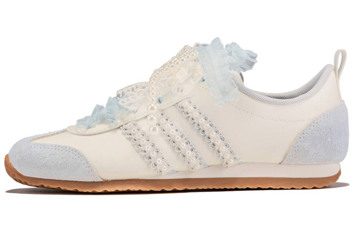 Adidas Adidas VS JOG 2.0 Leather Slip Resistant Abrasion Resistant Low top Casual Shoes Unisex Light Blue