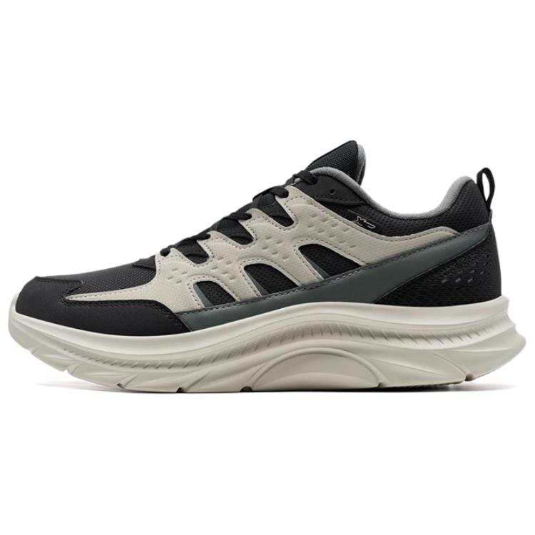 XTEP Textile, Synthetic Leather Slip Resistant Abrasion Resistant Low top Casual Running Shoes Men's Black Gray