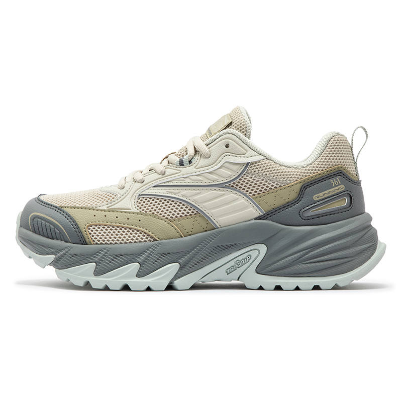 361° Floating Light Slip Resistant Abrasion Resistant Low top Running Shoes Women's Beige Gray