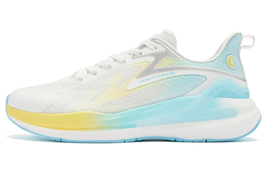 QIAODAN Fearless SE Abrasion Resistant Breathable Low top Running Shoes Men's White Blue Yellow
