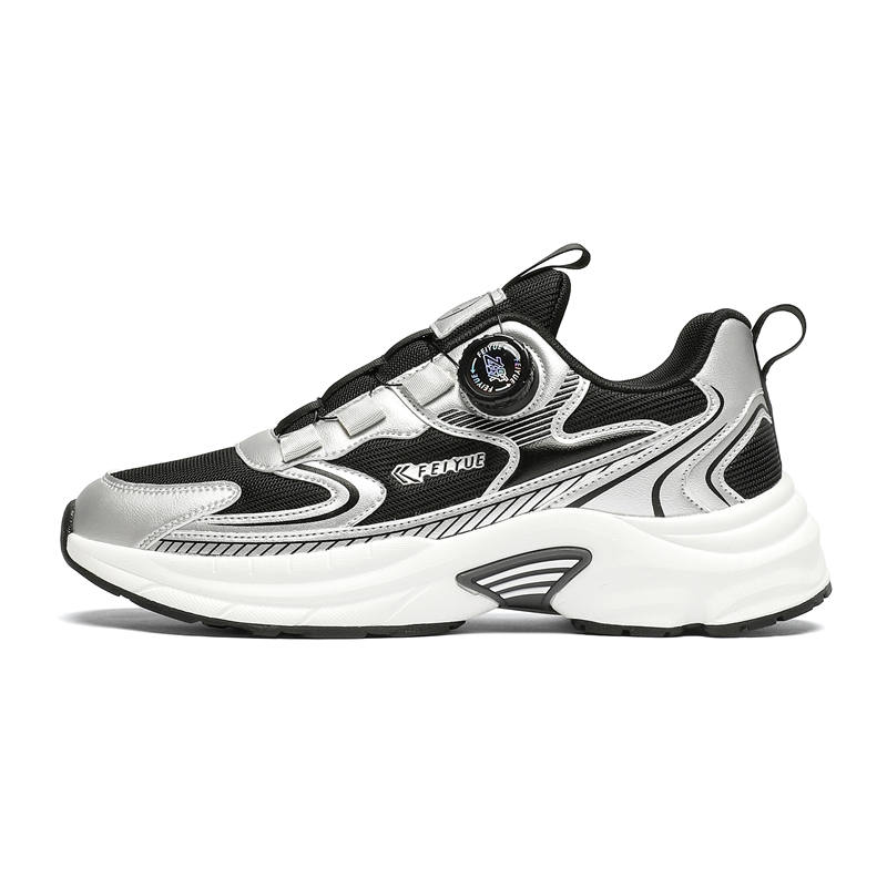 FEIYUE Slip-Resistant, Abrasion-Resistant, Breathable Low-top Running Shoes Men's Black Silver