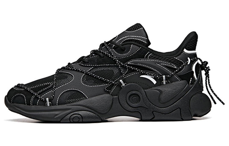 Anta Cushioning Slip Resistant Abrasion Resistant Breathable Low top Running Shoes Men's Black