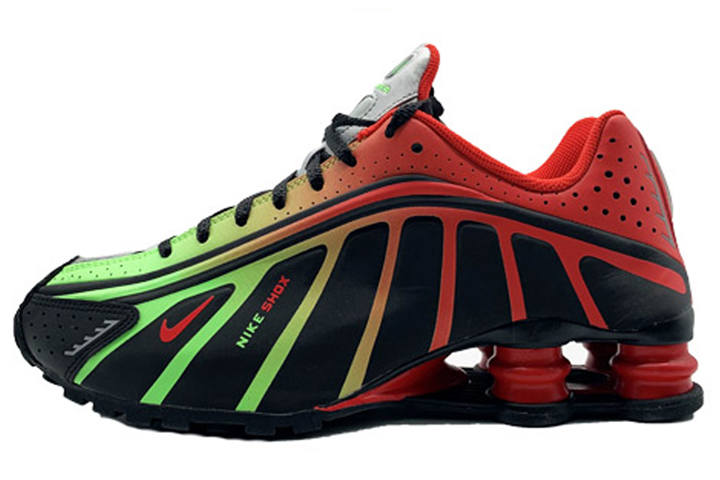 Nike Nike Shox R4 Cushioning Slip Resistant Low top Running Shoes Unisex Red Green