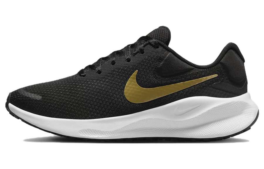 Nike Nike Revolution 7 Black White Dark Smoke Grey Metallic Gold Women's