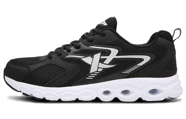 XTEP Mesh Cushioning Breathable Lightweight Abrasion Resistant Slip Resistant Low top Running Shoes Men's Black Silver