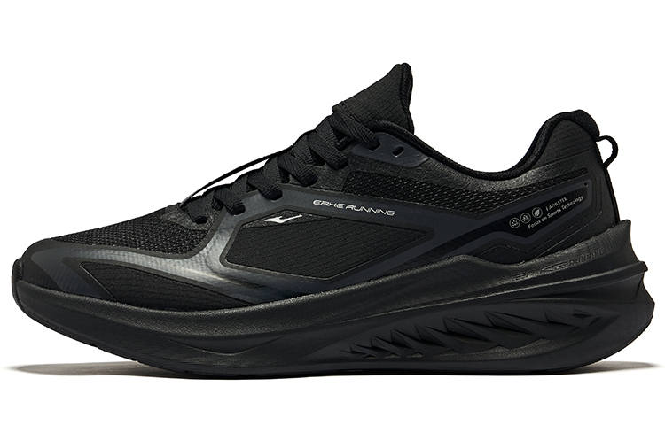 Erke Cushioning Abrasion Resistant Breathable Low top Running Shoes Men's Jet Black Carbon Gray