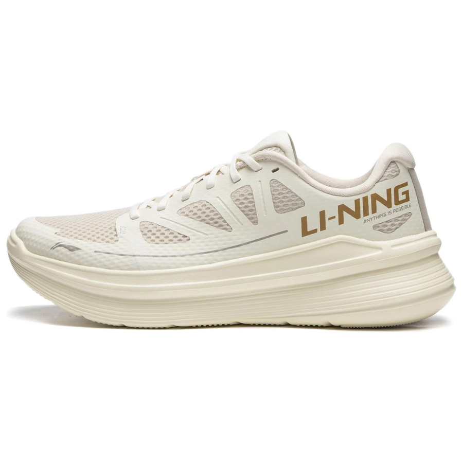 Li-Ning Li Ning Ling Yue Fabric Slip Resistant Abrasion Resistant Low top Running Shoes Men's Oat Gray