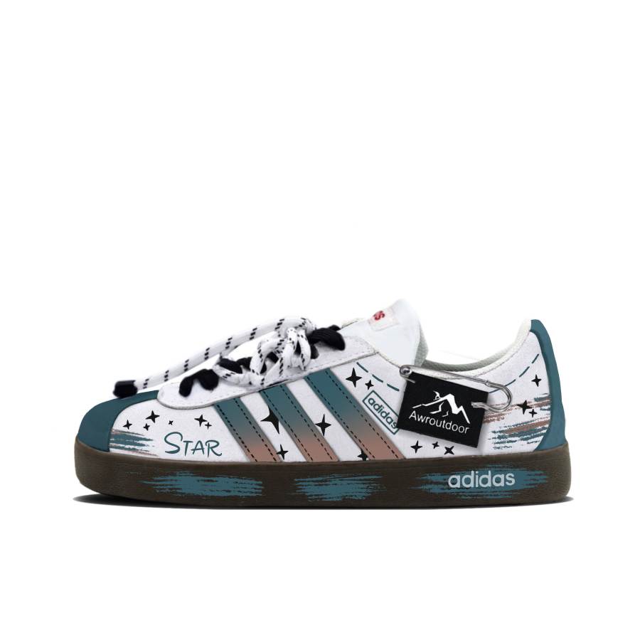 Adidas Adidas VL COURT 2.0 Slip Resistant Abrasion Resistant Low top Skateboard Shoes Unisex Gray Blue