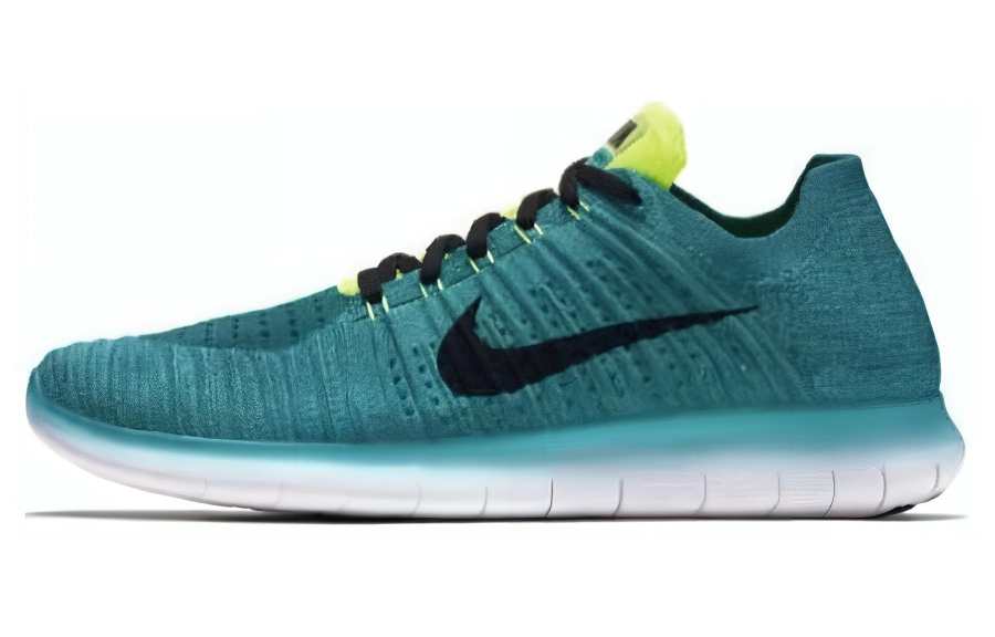 Nike Nike Free RN Flyknit Road Cushioning Slip Resistant Low top Casual Running Shoes Unisex Blue Green
