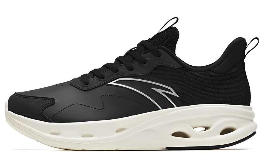 Anta Slip Resistant, Abrasion Resistant, Rebound Low top Running Shoes Men's Bright Black White