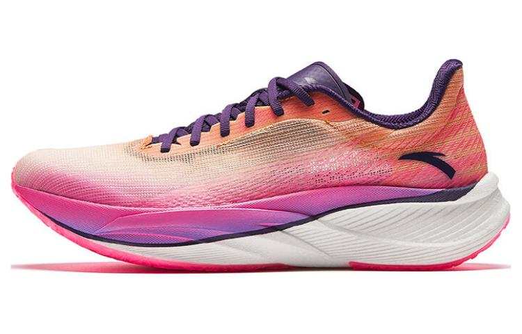 Anta Textile, Synthetic Leather Slip Resistant Low top Marathon Training Running Shoes Men's Pink Purple White