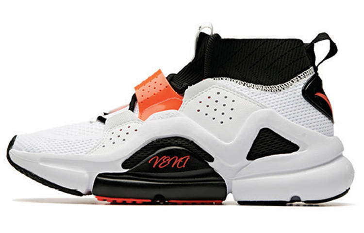 Anta Cushioning Slip Resistant Abrasion Resistant Breathable High top Running Shoes Men's White Black Red