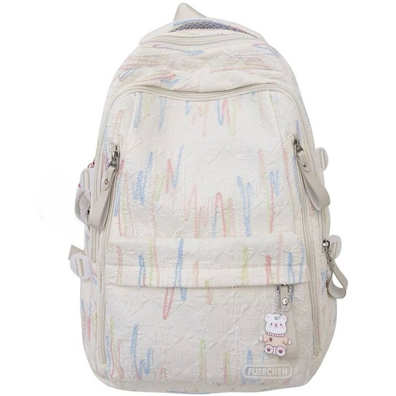 Tonlion Nylon Fabric Backpack Women's White