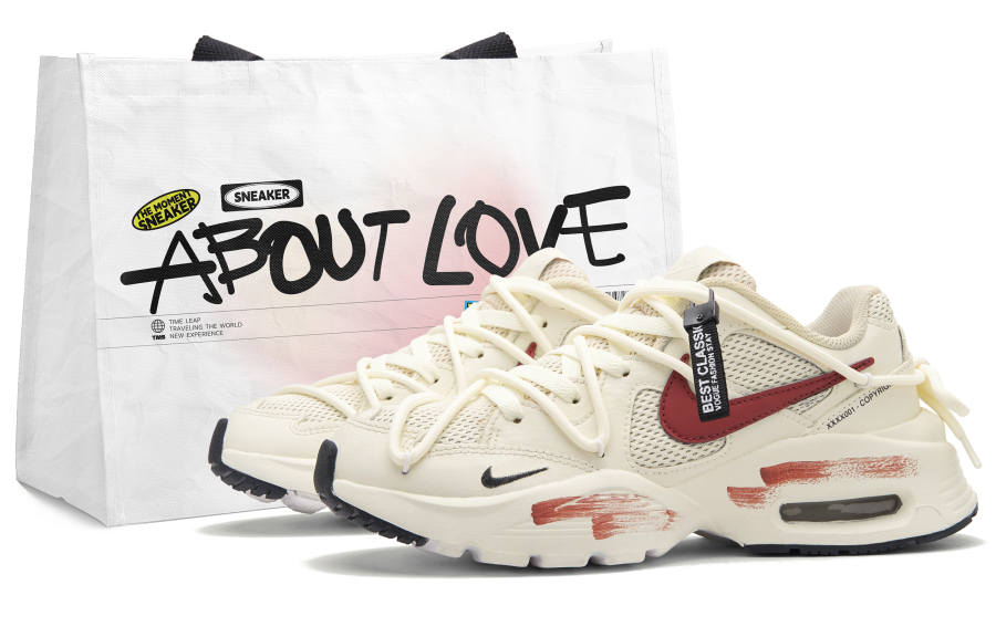 Nike Nike Air Max Fusion Synthetic Leather, Leather Low top Casual City Commuting Running Shoes Unisex Beige White Red