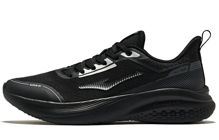 Erke Cushioning Abrasion Resistant Cushioning, Wear Resistant Low top Running Shoes Men's Jet Black
