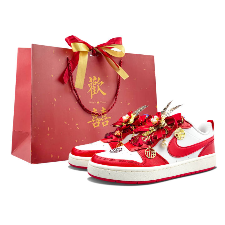 Nike Nike Court Borough 2 Lightweight Breathable Low top Skateboard Shoes Women's Red White