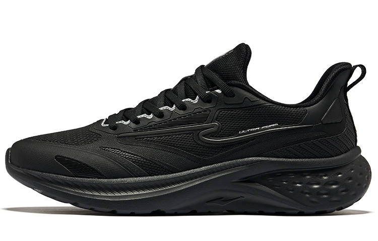 Erke Abrasion Resistant Breathable Abrasion Resistant Breathable Low top Running Shoes Men's Jet Black Bright Silver