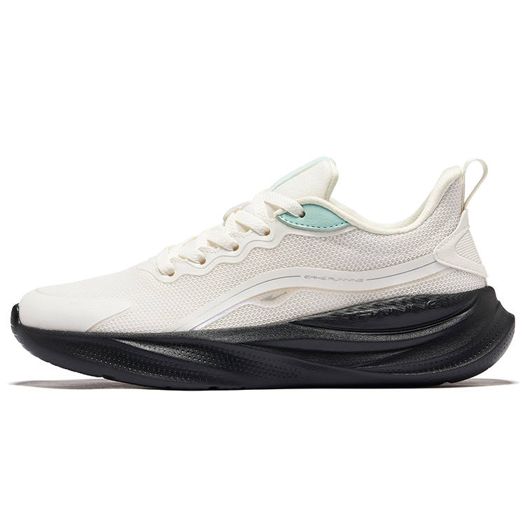 Erke Cushioning Breathable Rebound Low top Casual Running Shoes Women's Microcrystal White Jet Black