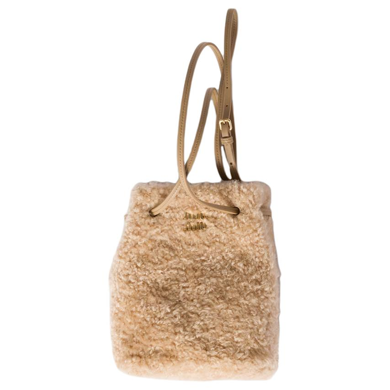 MIU MIU Sheepskin Crossbody Bags Women's Camel