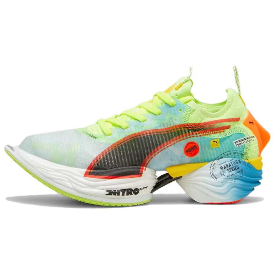 PUMA Fast R Nitro Elite 2 Slip Resistant Abrasion Resistant Low top Running Shoes Women's Blue White