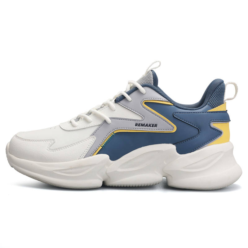 QIAODAN Leather Waterproof And Breathable Lightweight Low top Casual Running Shoes Men's White Blue
