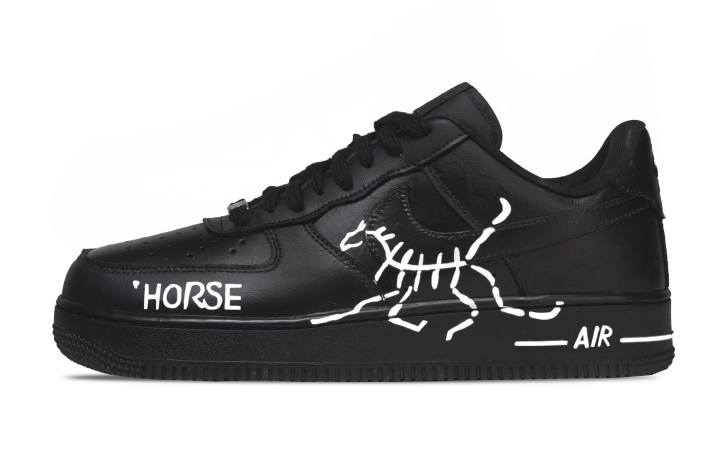 Nike Nike Air Force 1 Black Horse No. 1 Cushioning Abrasion Resistant Balance Height Increasing Low top Skateboard Shoes