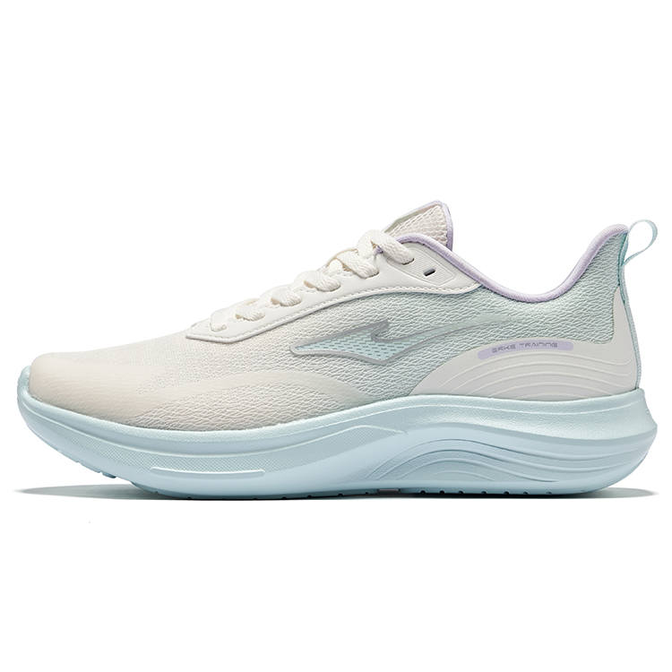 Erke Yun Yi Cushioning Breathable Rebound Low top Casual Running Shoes Women's White Well Sky Blue
