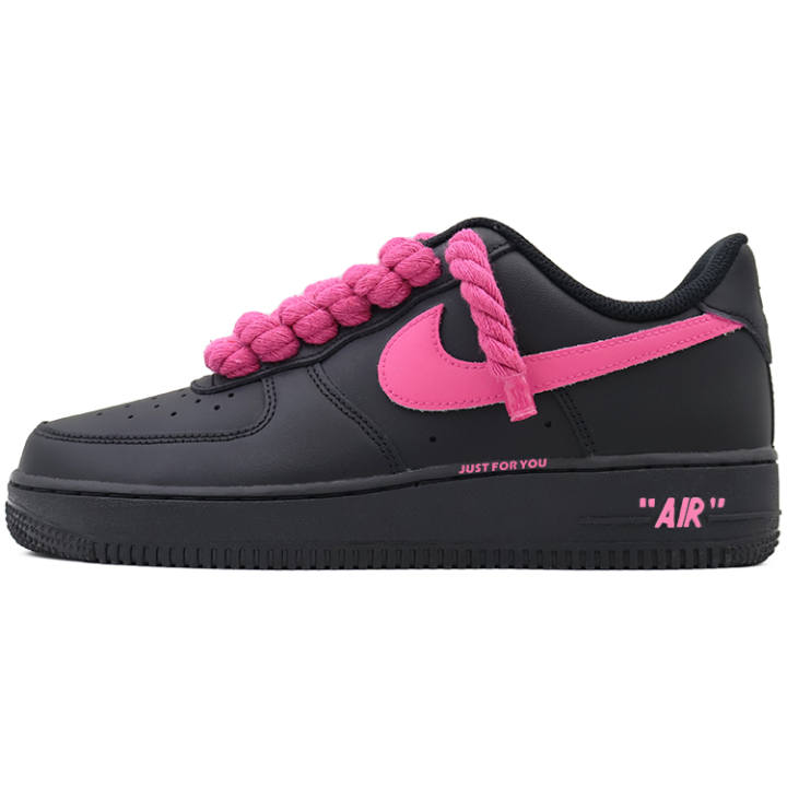 Nike Nike Air Force 1 Abrasion Resistant Low top Skateboard Shoes Unisex Black Rose Red