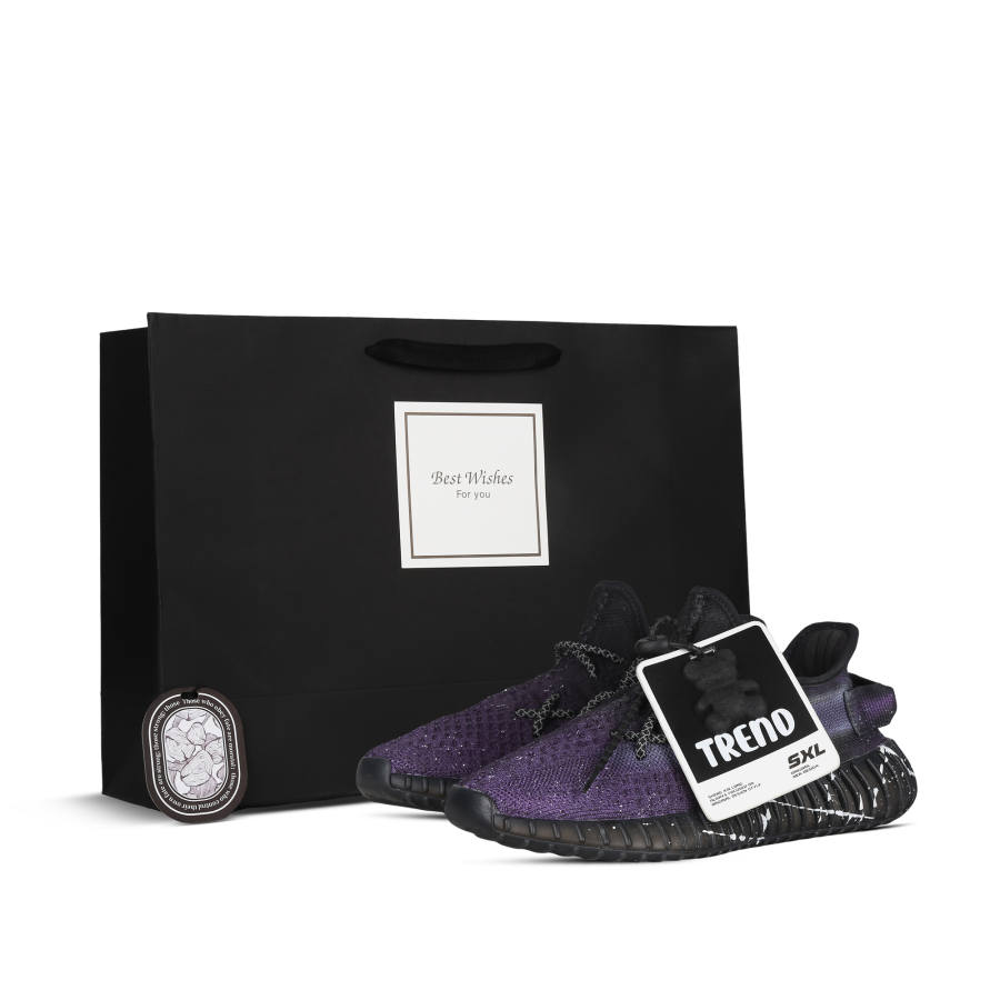 Adidas Originals Yeezy Boost 350 V2 Low top Casual Shoes Unisex Black Purple