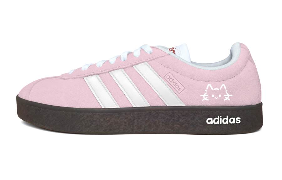 Adidas Adidas VL COURT 2.0 Steam Rose, Peach Milk Cat Abrasion Resistant Low top Skateboard Shoes Unisex Pink White