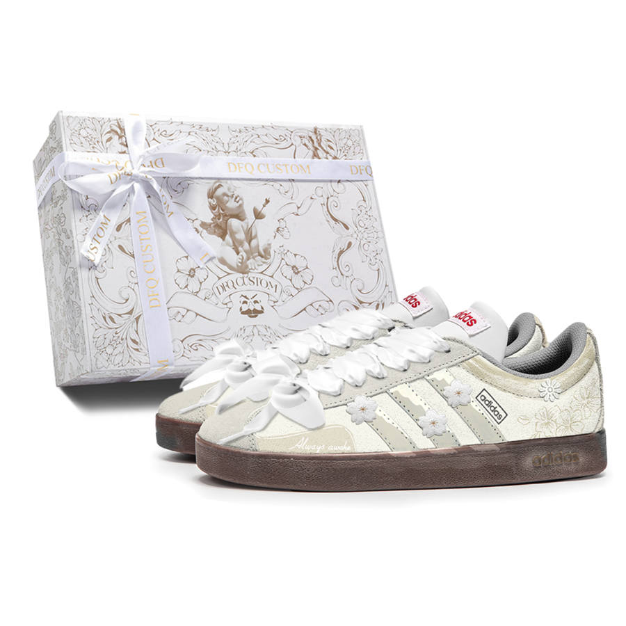 Adidas Adidas VL COURT 2.0 Grass Gray Heather Abrasion Resistant Abrasion Resistant Low top Skateboard Shoes Unisex Ecru
