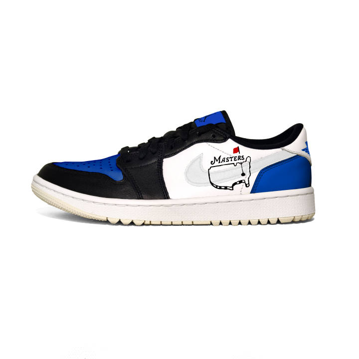 Jordan Jordan Air Jordan 1 Leather Abrasion Resistant Breathable Low top Golf Shoes Unisex Blue White