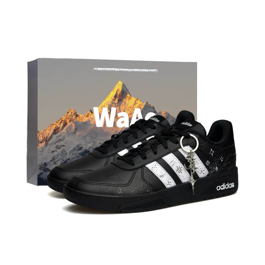 Adidas Adidas COURTBEAT WAO Slip Resistant, Abrasion Resistant, Height Increasing Low top Skateboard Shoes Unisex Black White