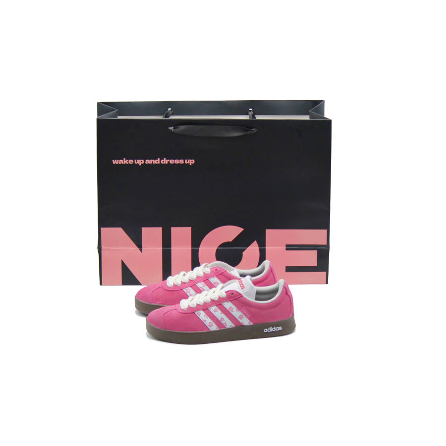 Adidas Adidas VL COURT 2.0 Abrasion Resistant Low top Skateboard Shoes Unisex Pink White