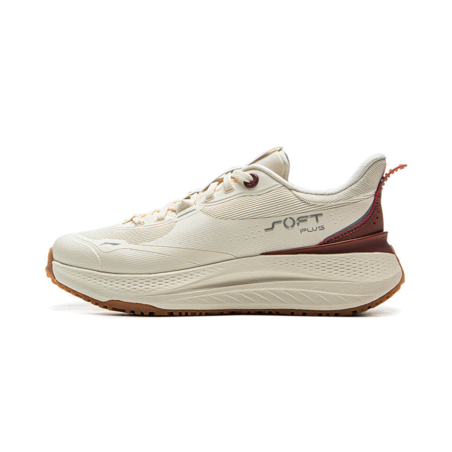 Li-Ning Li Ning SOFT PLUS Cushioning Slip Resistant Abrasion Resistant Height Increasing Low top Casual Shoes Women's Ecru
