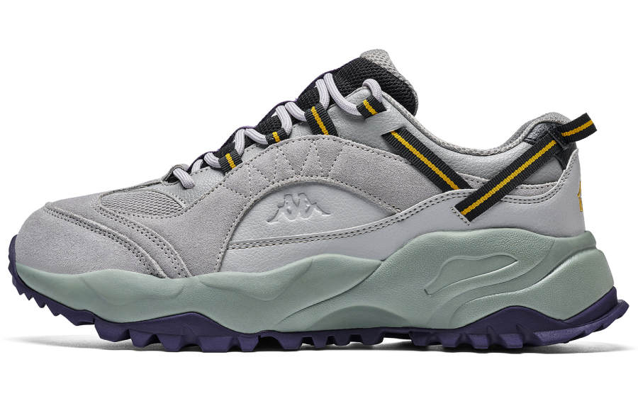 Kappa Synthetic Leather Slip Resistant Abrasion Resistant Low top Casual Running Shoes Unisex Tranquil Gray