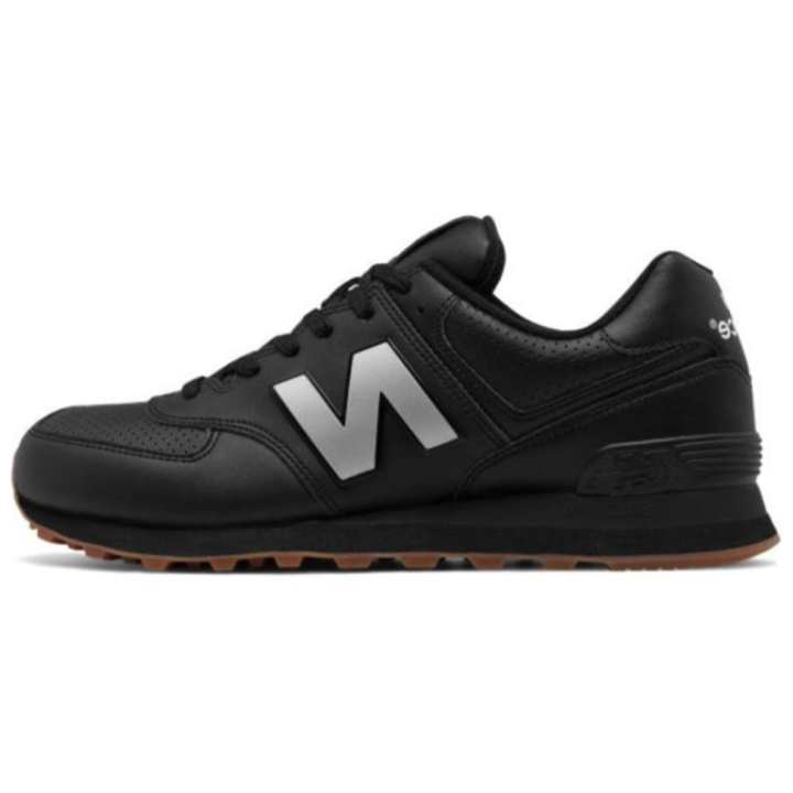 New Balance New Balance 574 Leather Shoes 'Black Silver'