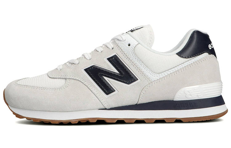 New Balance New Balance NB 574 Leather Cushioning Abrasion Resistant Lightweight Low top Running Shoes Unisex White Blue