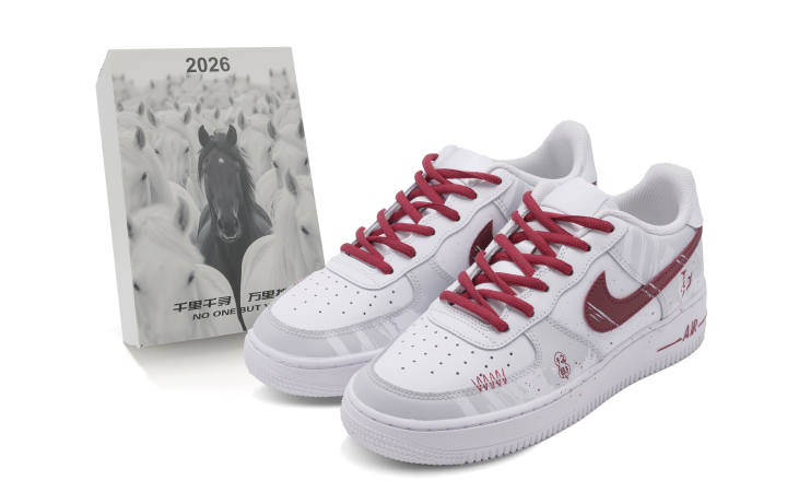 Nike Nike Air Force 1 Abrasion Resistant Low top Skateboard Shoes Men's Gray Red