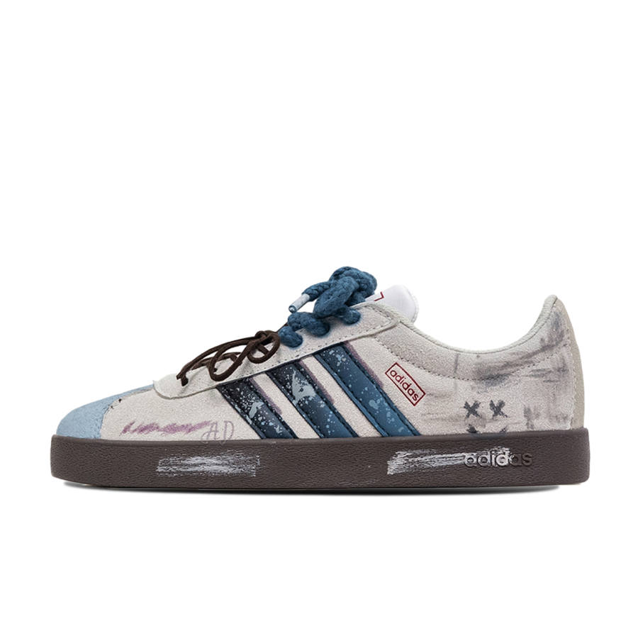 Adidas Adidas VL COURT 2.0 ADCDAVINCI Blue Star Cushioning Low top Skateboard Shoes Unisex Blue Gray