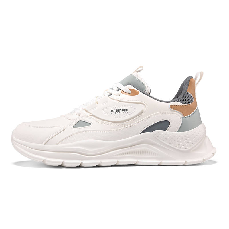 361° Cushioning Slip Resistant Abrasion Resistant Lightweight Low top Casual Shoes Men's White Gray