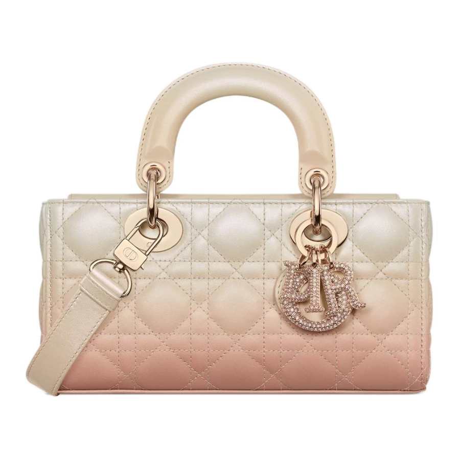 DIOR Lady D Joy Sheepskin Handbag One Shoulder Handbag Small Women's Pink Latte Gradient