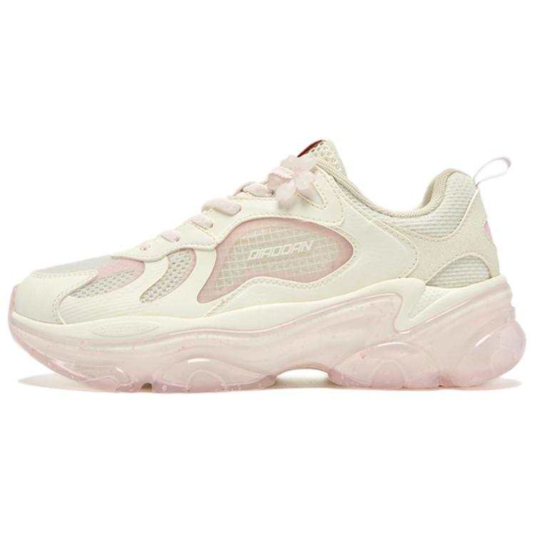 QIAODAN Quality Drying Slip Resistant And Breathable Low top Casual Shoes Women's Beige Pink